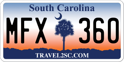 SC license plate MFX360
