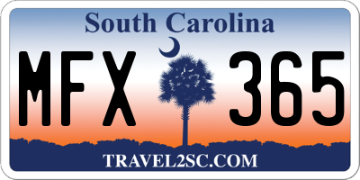 SC license plate MFX365
