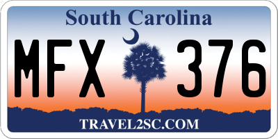 SC license plate MFX376