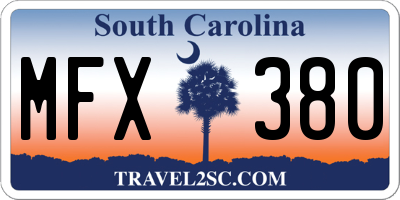 SC license plate MFX380