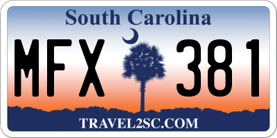 SC license plate MFX381