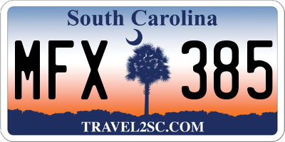SC license plate MFX385