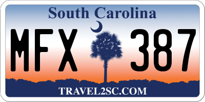 SC license plate MFX387