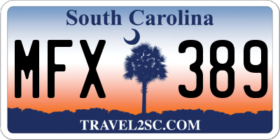 SC license plate MFX389