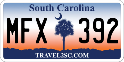 SC license plate MFX392