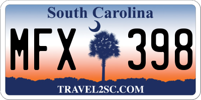 SC license plate MFX398