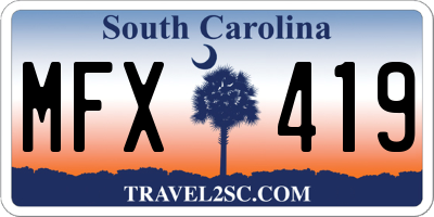 SC license plate MFX419