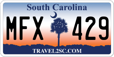 SC license plate MFX429
