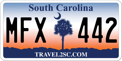 SC license plate MFX442