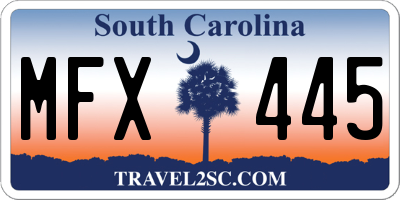 SC license plate MFX445