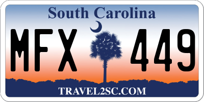 SC license plate MFX449