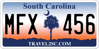 SC license plate MFX456