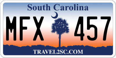 SC license plate MFX457