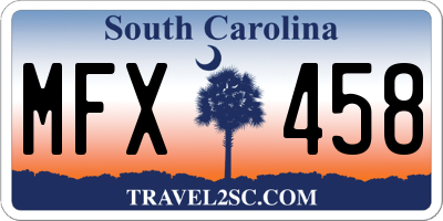 SC license plate MFX458