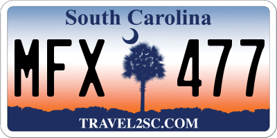SC license plate MFX477