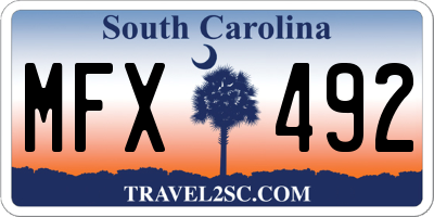 SC license plate MFX492