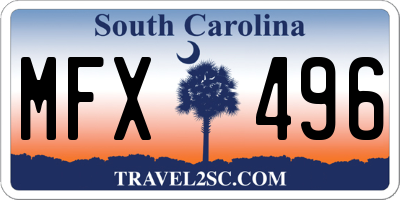 SC license plate MFX496