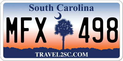 SC license plate MFX498