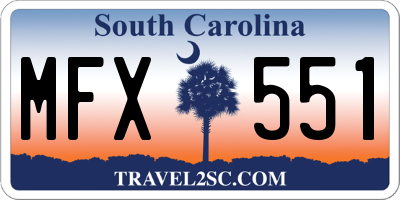 SC license plate MFX551
