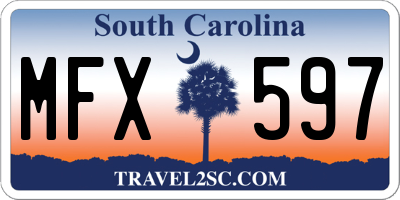 SC license plate MFX597
