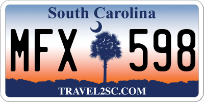 SC license plate MFX598