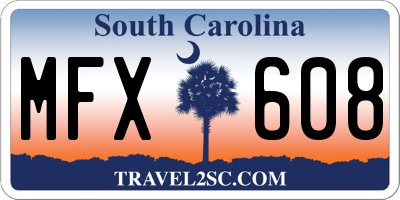 SC license plate MFX608