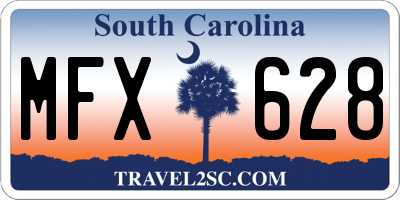 SC license plate MFX628