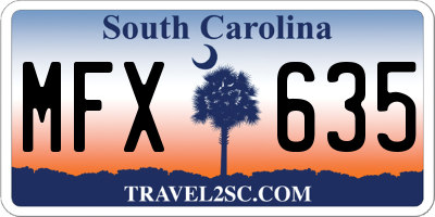 SC license plate MFX635
