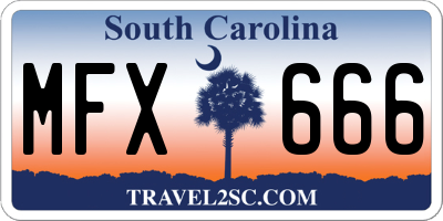 SC license plate MFX666