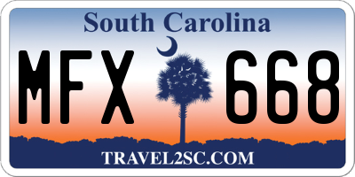 SC license plate MFX668