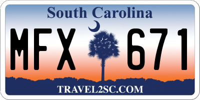 SC license plate MFX671