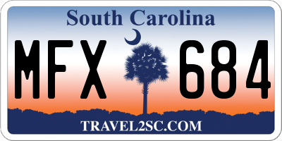 SC license plate MFX684