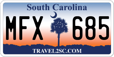 SC license plate MFX685