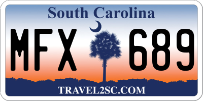 SC license plate MFX689