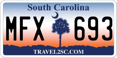 SC license plate MFX693