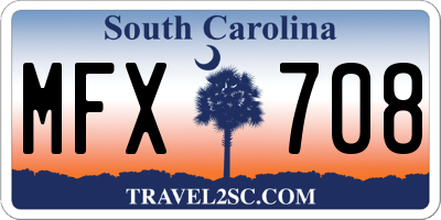 SC license plate MFX708