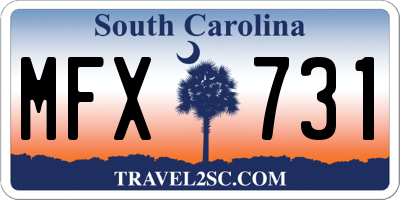 SC license plate MFX731