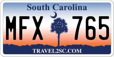 SC license plate MFX765