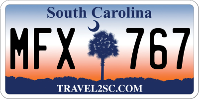 SC license plate MFX767