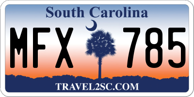 SC license plate MFX785