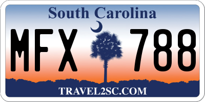 SC license plate MFX788