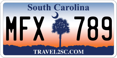 SC license plate MFX789