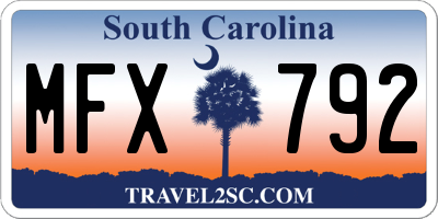 SC license plate MFX792