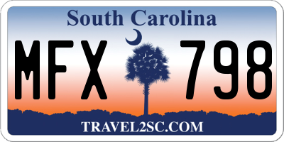 SC license plate MFX798