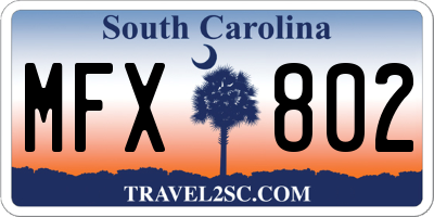 SC license plate MFX802