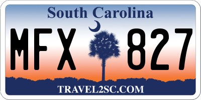SC license plate MFX827