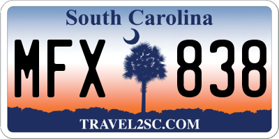 SC license plate MFX838