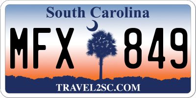 SC license plate MFX849