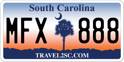 SC license plate MFX888