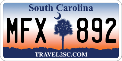 SC license plate MFX892